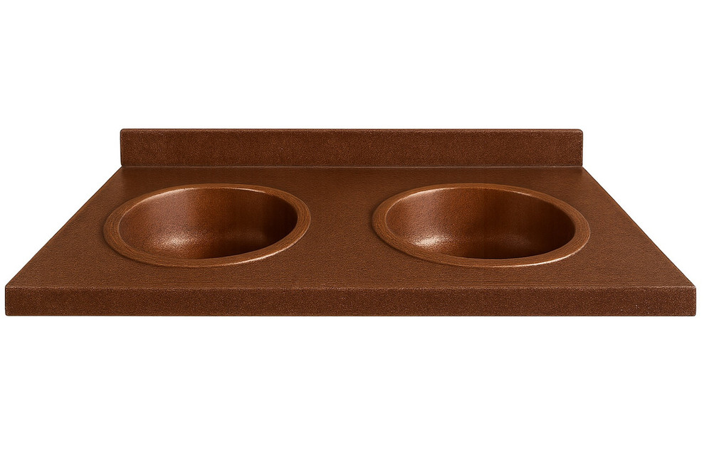 Double Copper Sink Vanity – Handcrafted Bathroom Style