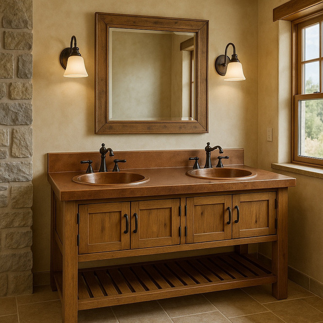 Copper Counter with Bathroom Sink