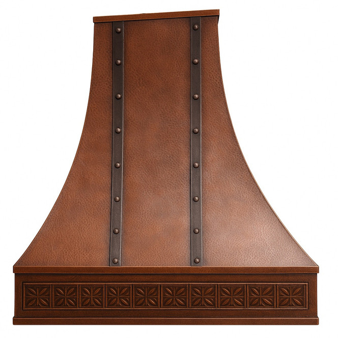 Copper Range Hood for Cathedral Ceilings | Custom Southwestern Vent Hood