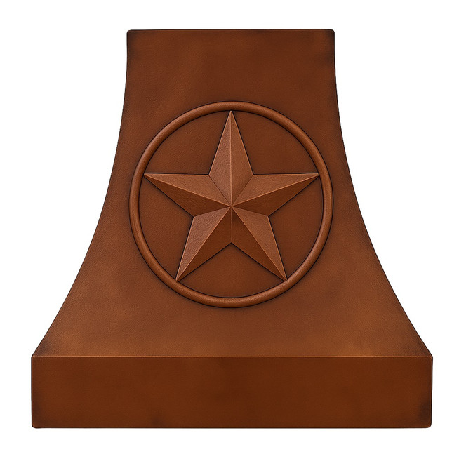 Copper Vent Hood with Texas Star – Handcrafted Lone Star Motif