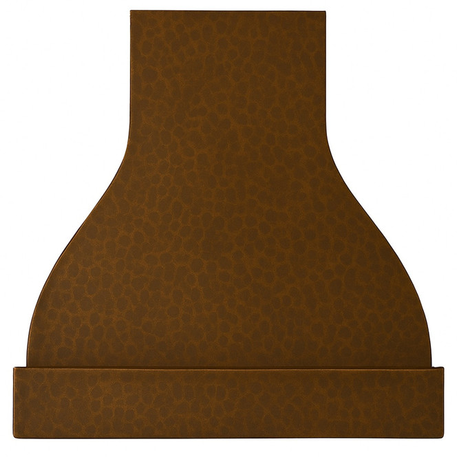 Gently Hammered Copper Range Hood – Bell Silhouette & Architectural Trim
