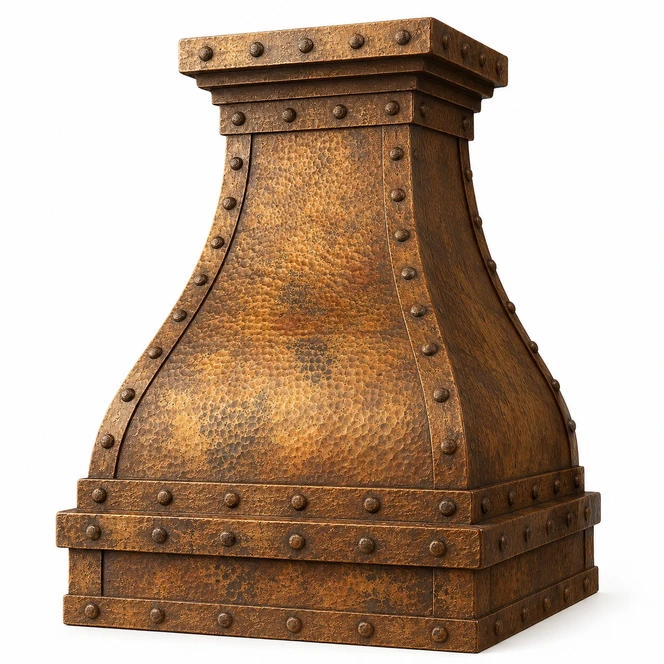 Gothic Dome Copper Range Hood with Riveted Straps Kitchen Images