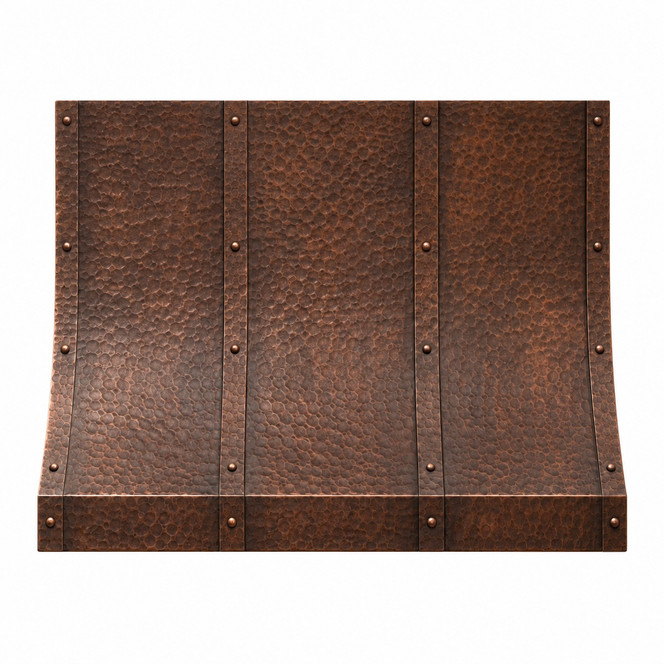 Hammered Copper Range Hood with Adjustable Straps Images