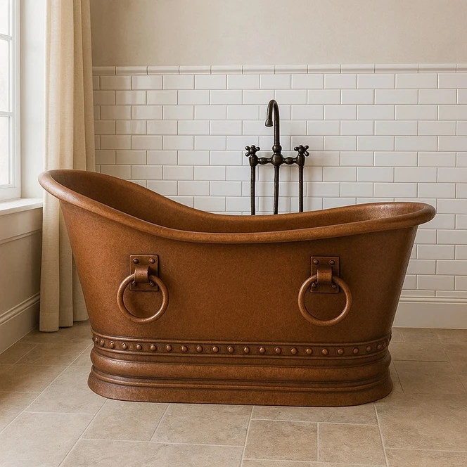 Handcrafted Copper Tub with Rings Lifestyle Images