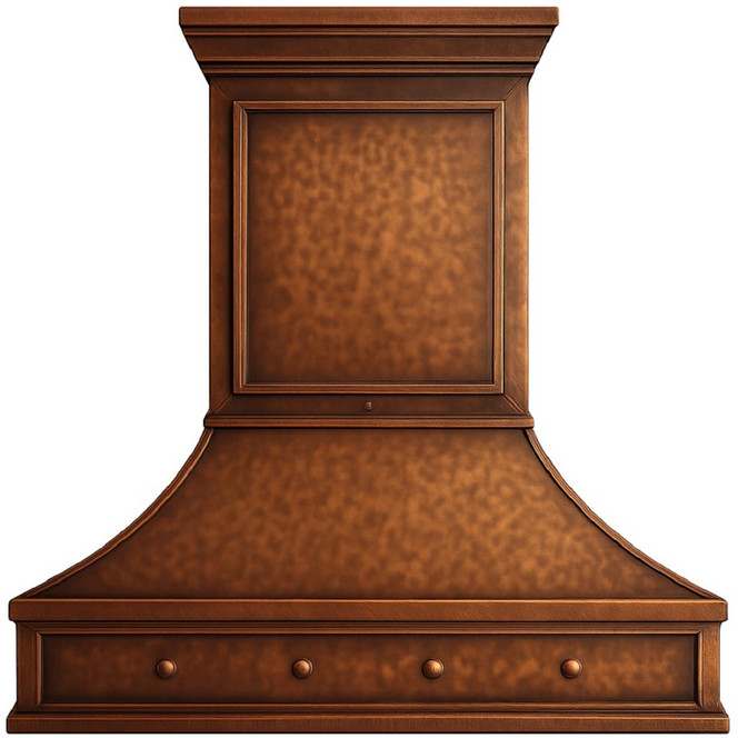 Lightly Hammered Copper Range Hood – Transitional Rustic Flair