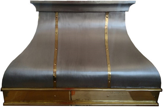 ​Metal Range Hood with Brass Trim
