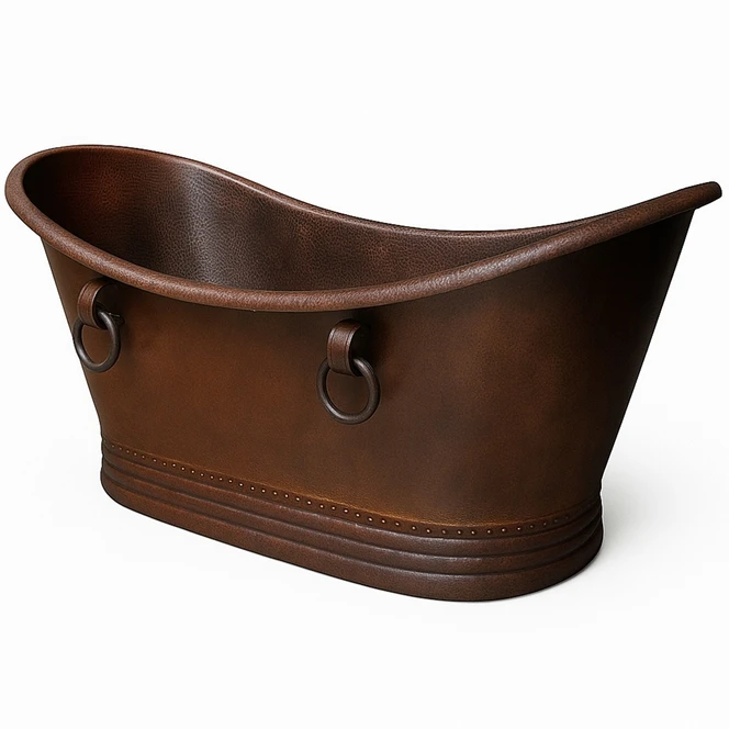 Mexican Copper Bathtub with Decorative Rings Bathroom Images