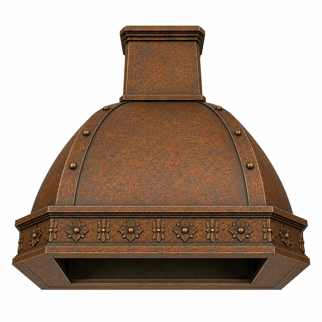 Mission Copper Range Hood with Rosette Frieze Kitchen Images