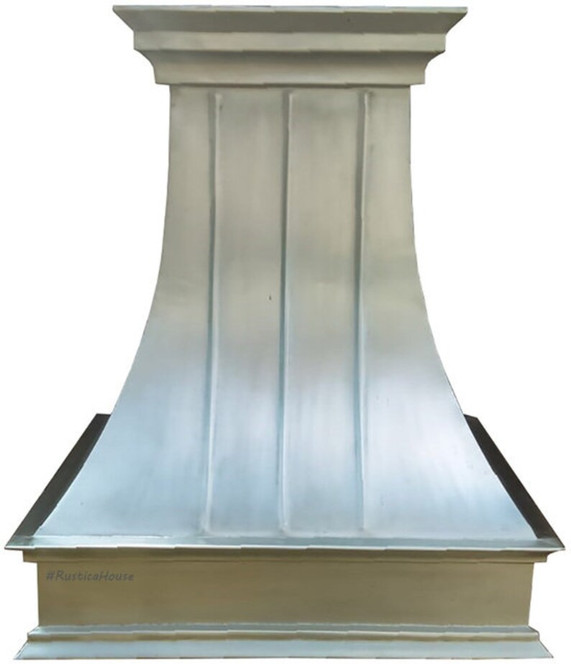 Natural Zinc Range Hood with Crown Molding Kitchen Images
