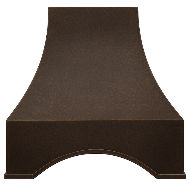 Random Hammered Copper Range Hood – Deep Coffee Patina & Free Shipping