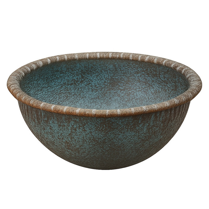Oxidized Round Copper Bathroom Sink | Handcrafted Verdigris Vessel