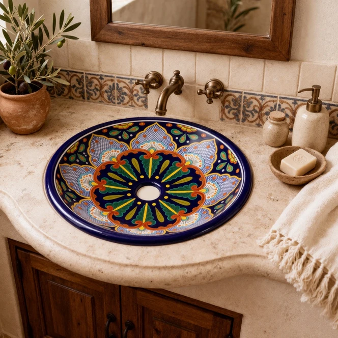 Painted Mexican Talavera Bathroom Sinks