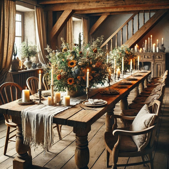 Rustic furniture in a dining room