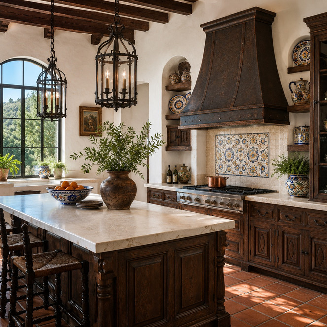 Old World Bell Copper Range Hood with Architectural Crown Guide