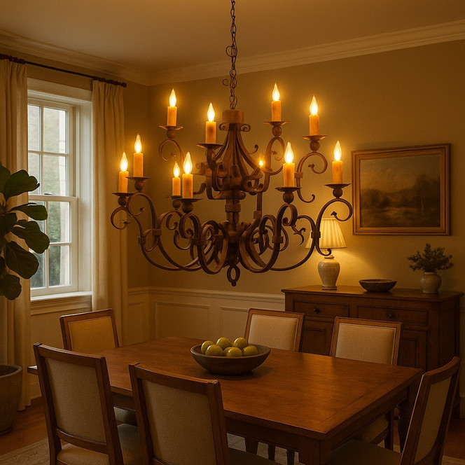 Spanish-Style Wrought Iron Chandelier | Hand-Forged Iron Lighting