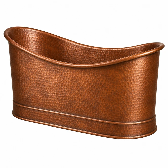 Straight-Wall Freestanding Copper Bathtub Bathroom Images