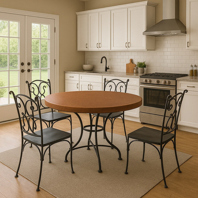 Handcrafted Round Copper Dining Table-Top – Artisan Hammered Patina