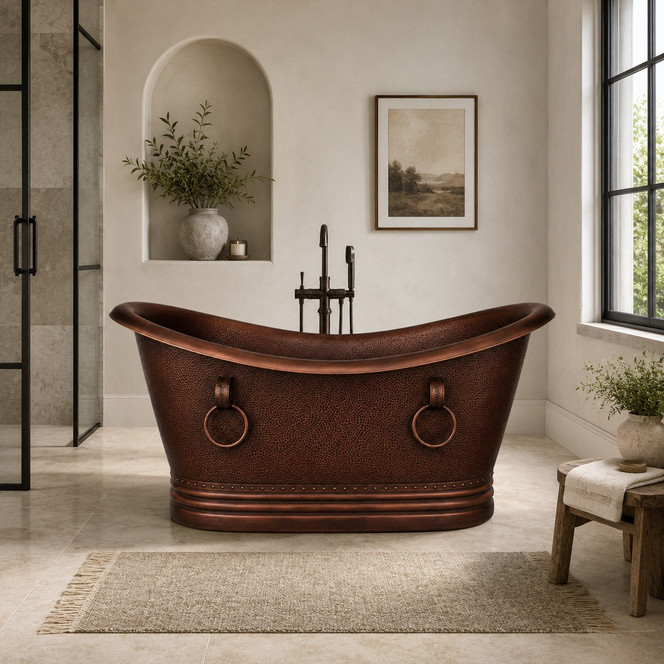 72-Inch Copper Bathtub Lifestyle Images