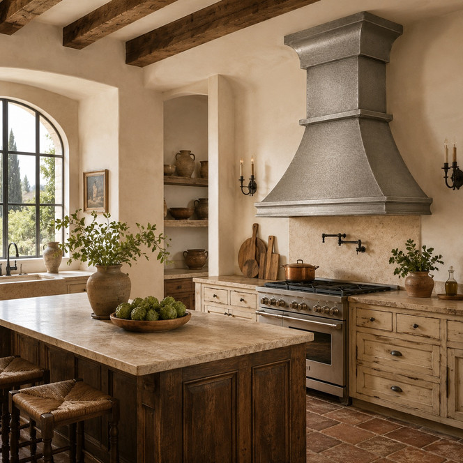 Brushed Zinc Hood with Italian Crown Molding Images