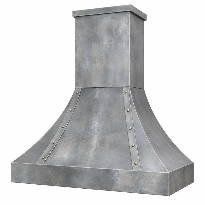 Zinc Bell Range Hood with Twin Straps and Plain Apron Kitchen Images