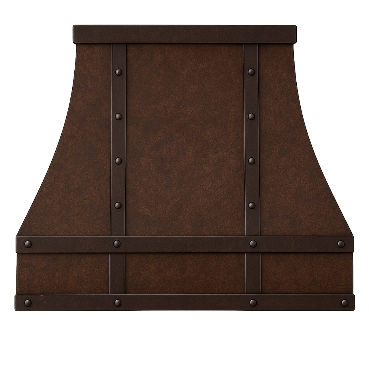 Custom size copper range hood front view