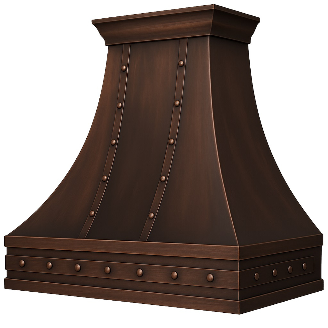 Solid copper range hood - side view