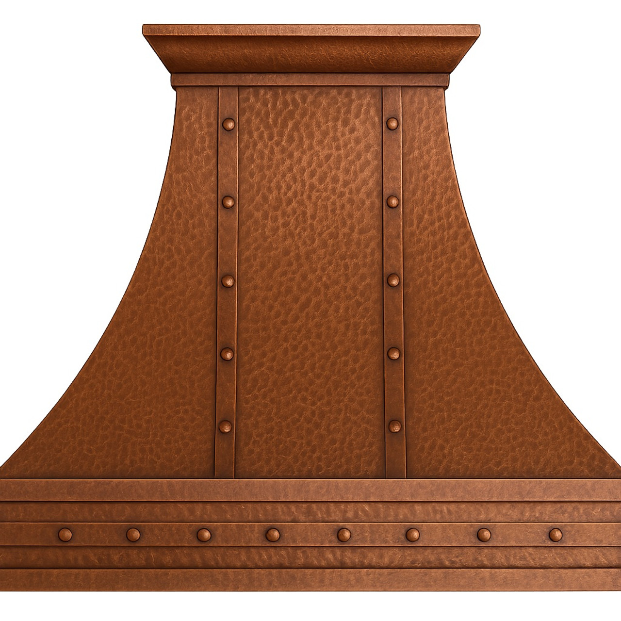 Solid copper range hood - front view