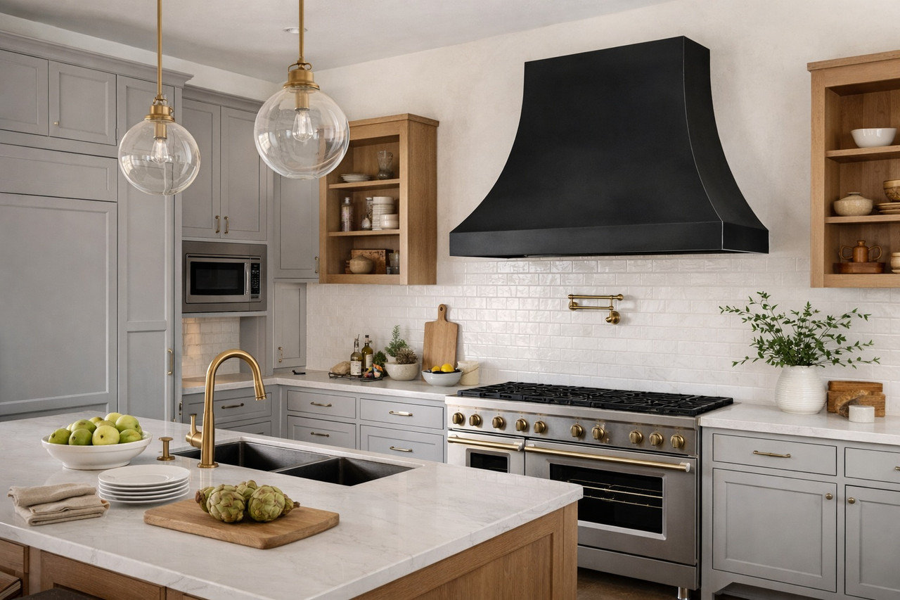 Black Zinc Bell Range Hood | Matte Finish