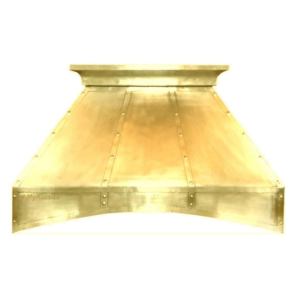 Architectural classic tin range hood with riveted seam bands