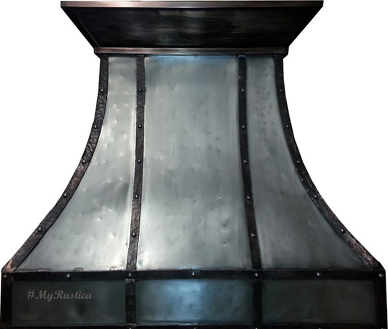 Brushed iron range hood front view