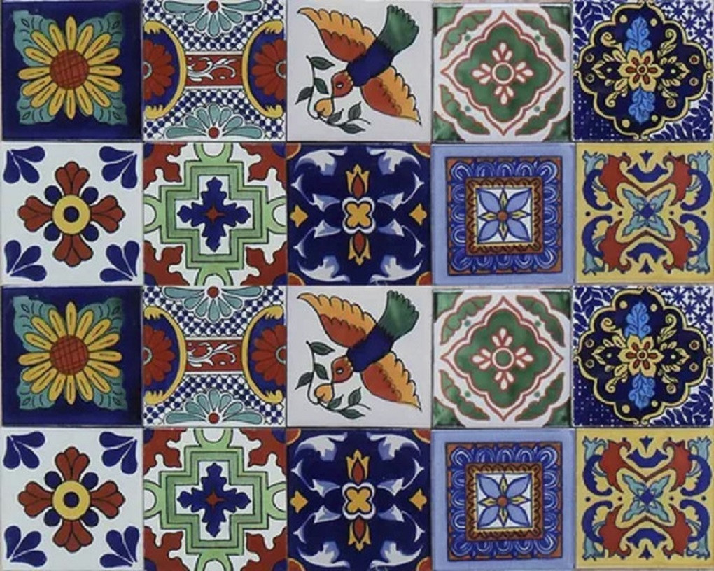 40 6x6-inch Mixed Mexican Talavera Tiles – Vibrant Handcrafted Decor