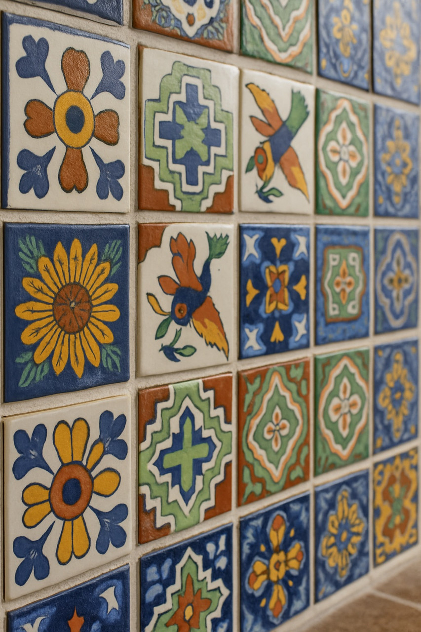 水着 Shelby Mexican Tile/S Traditional Mexican Tile - Toledo Terra Cota/Azul – Mexican Tile