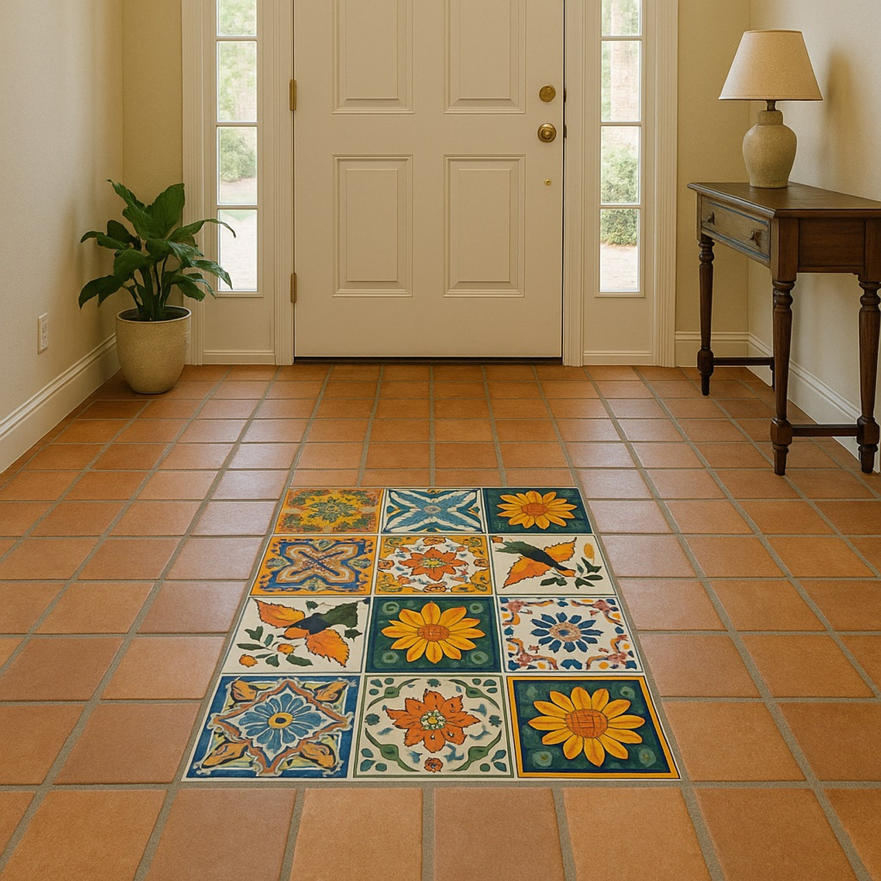 House floor accents made of Mexican 10 tile patterns