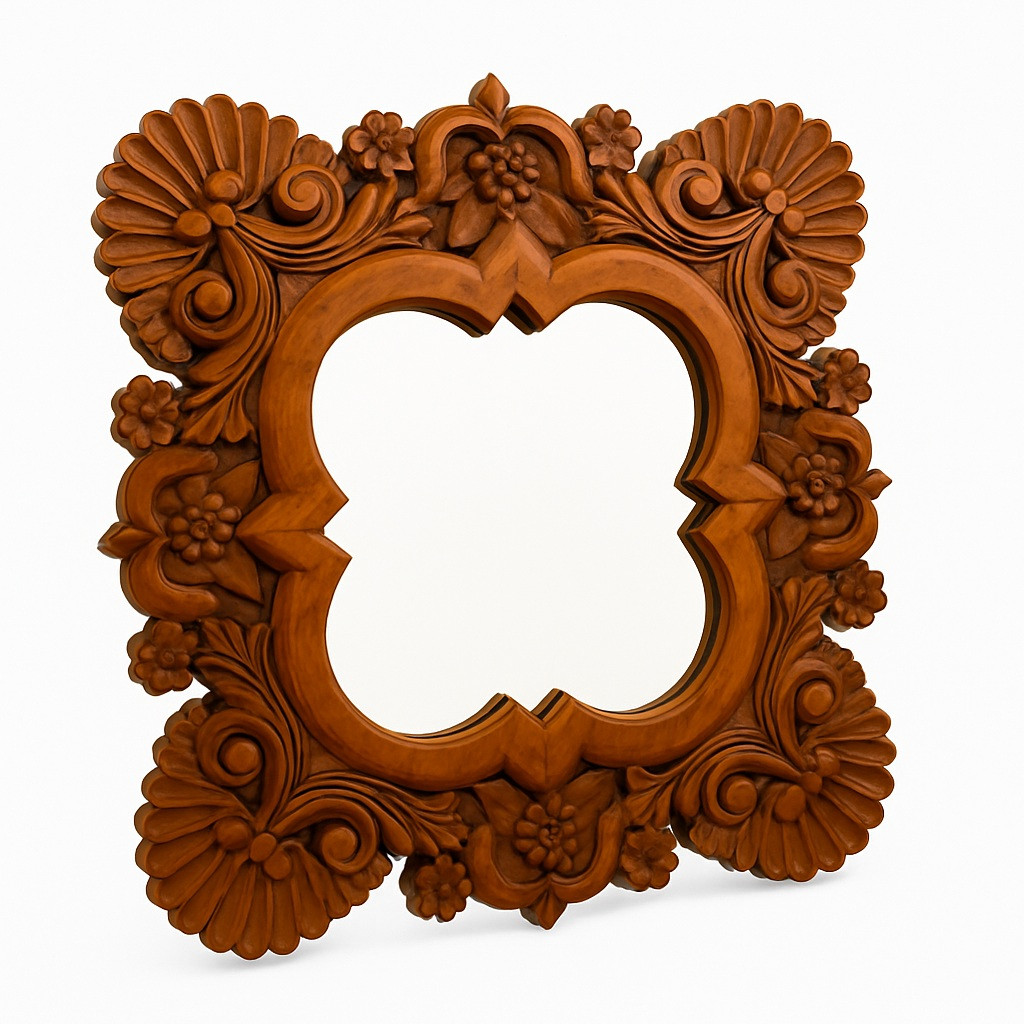Rustic Hand-Carved Wooden Mirror | Spanish Colonial