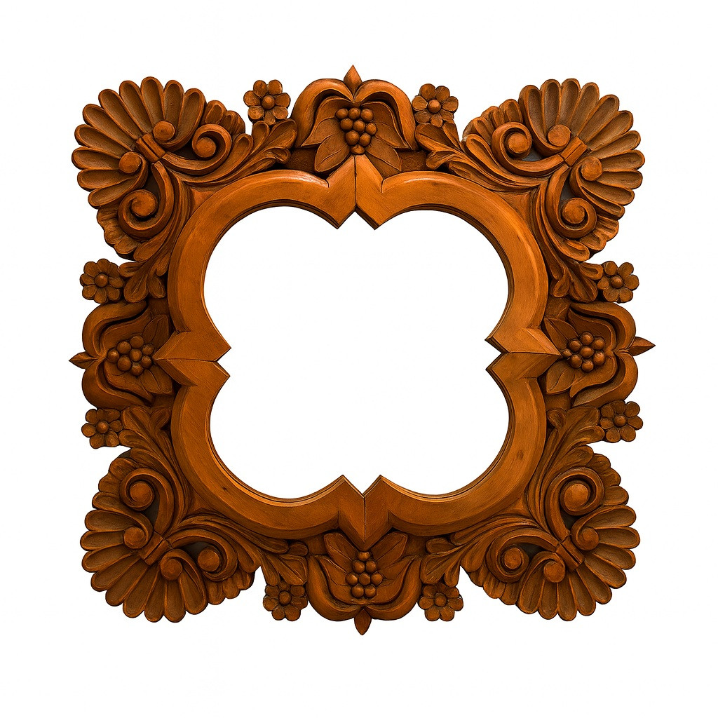 Rustic Hand-Carved Wooden Mirror | Spanish Colonial