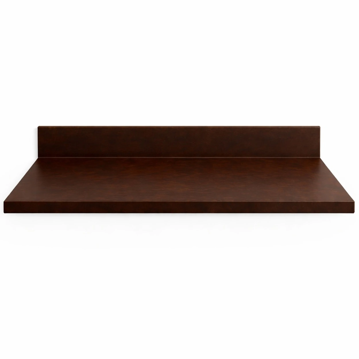 Handcrafted hammered copper kitchen countertop with backsplash and dark coffee patina on white background