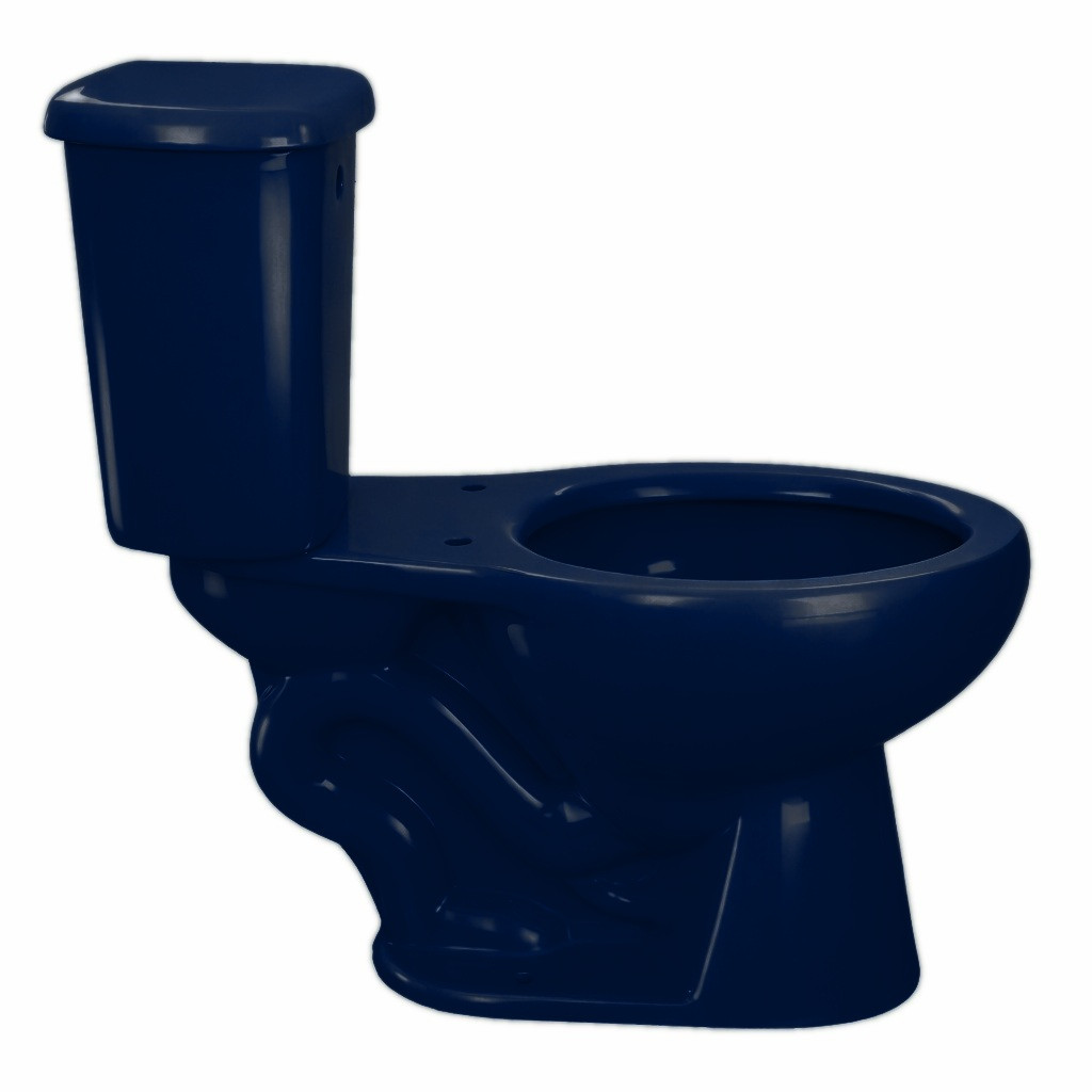 Dark blue two-piece toilet side view