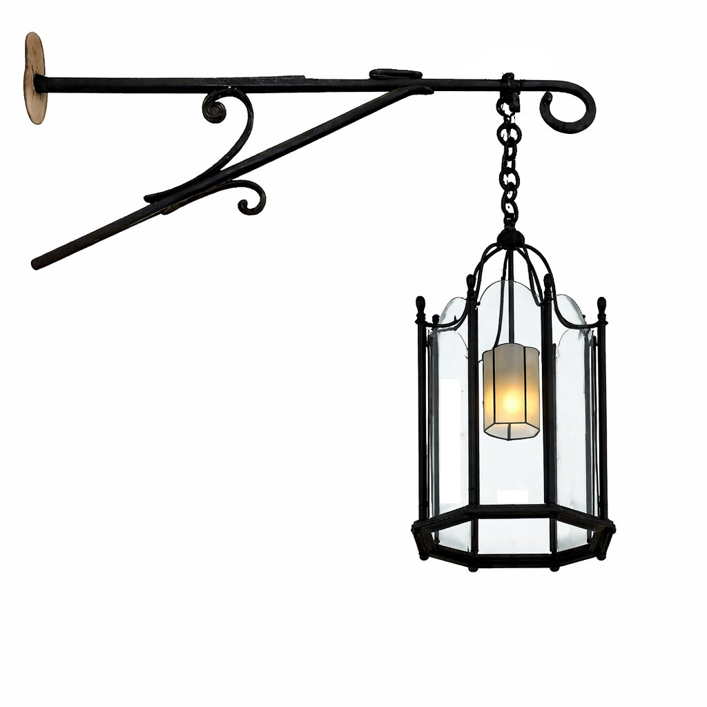 Hand-forged-exterior-wall-lamp-hanging-lantern