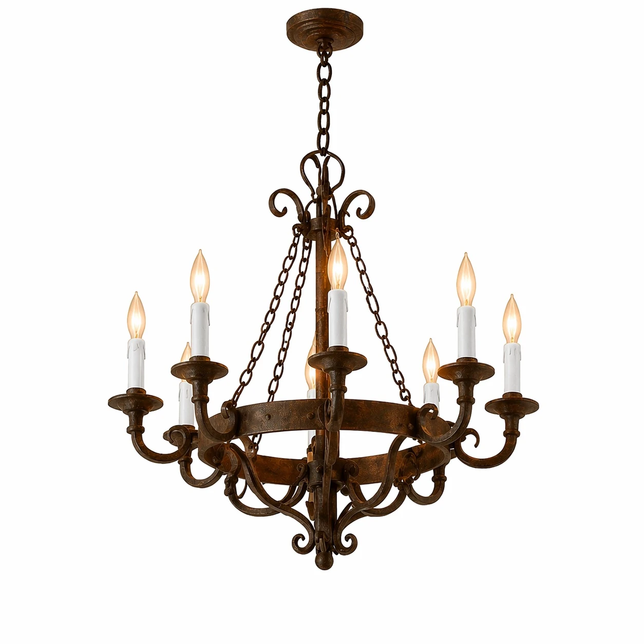 Hand-forged wrought iron ring ceiling chandelier 