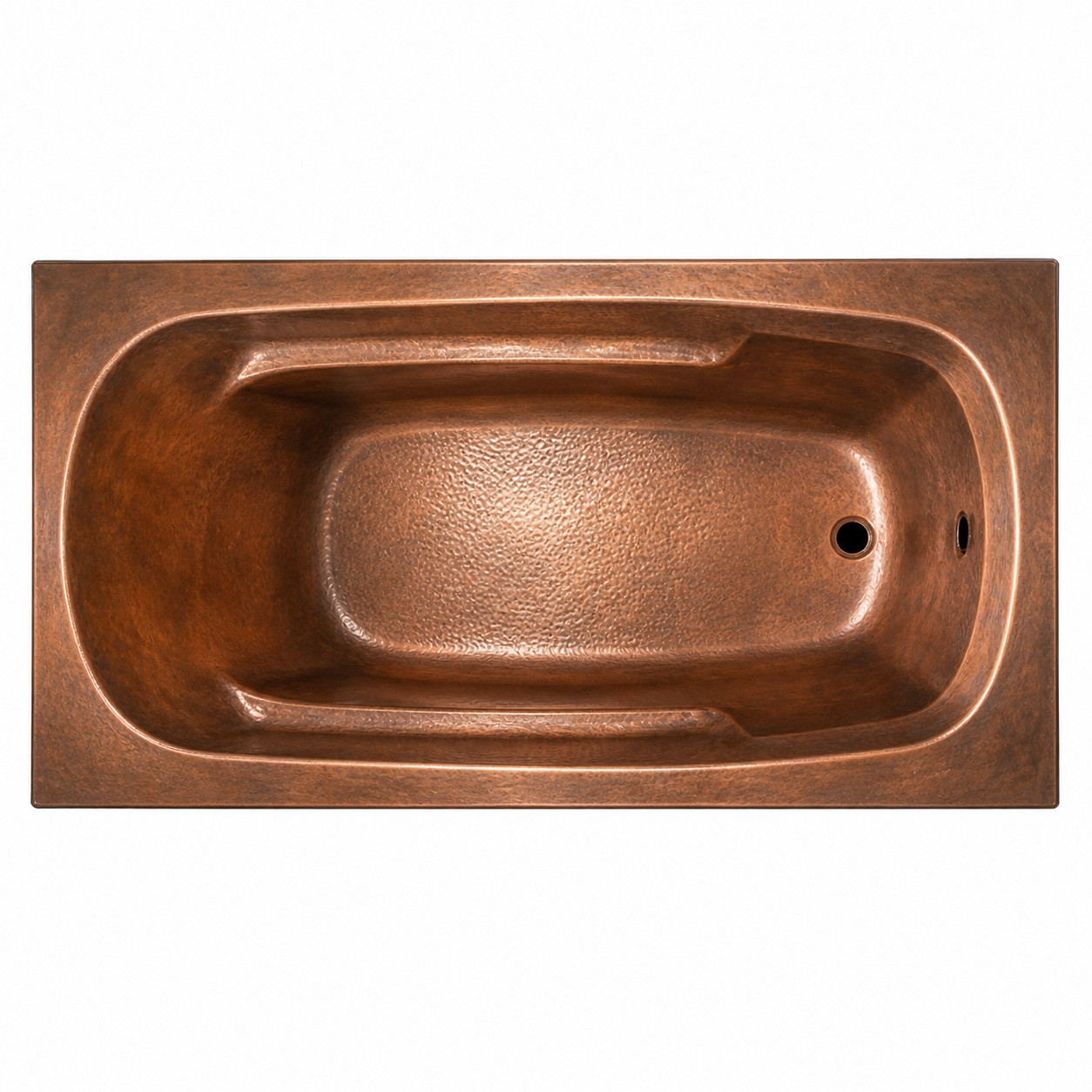 Hammered Drop-In Copper Bathtub with Armrests