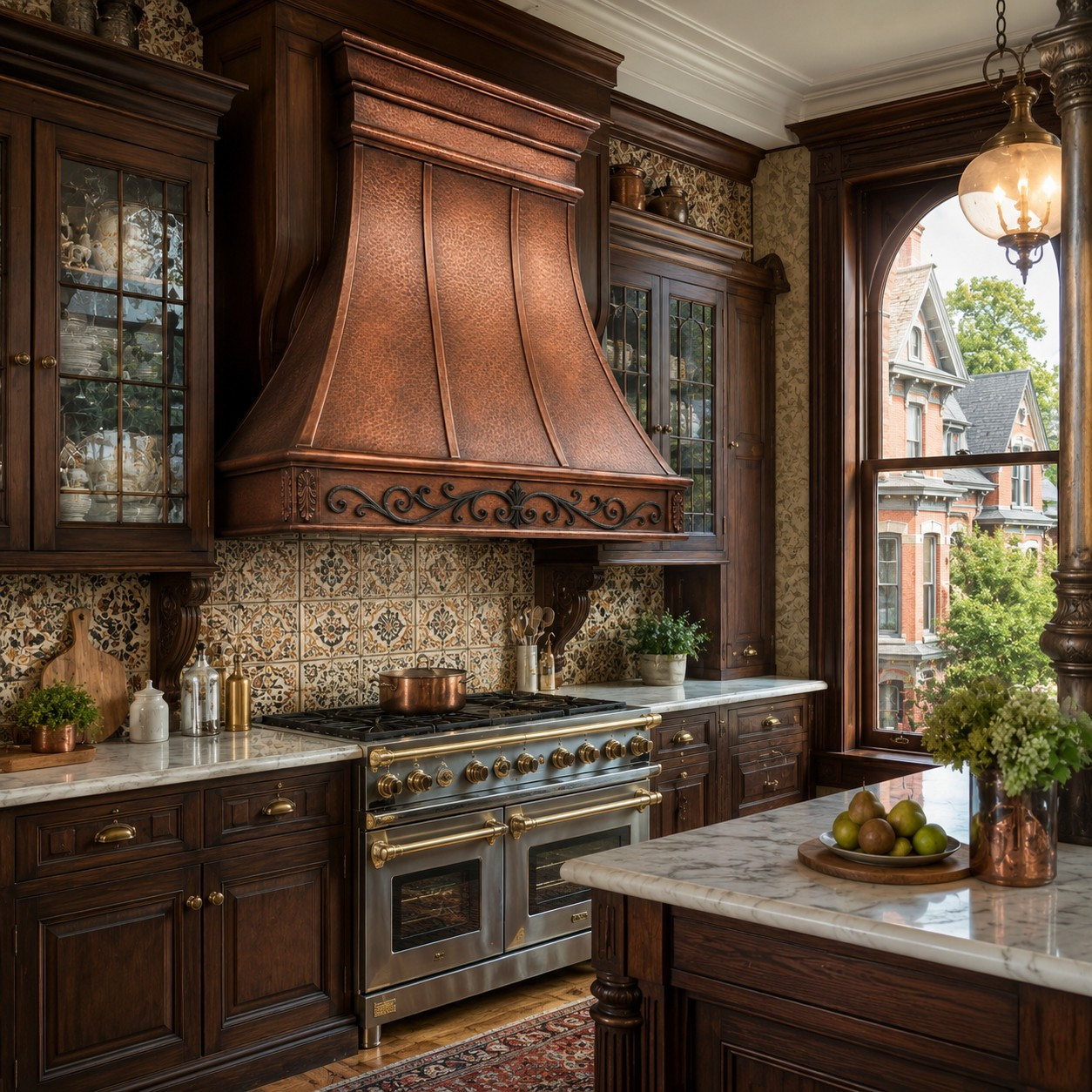 Victorian Scroll Copper Range Hood | Rustica House