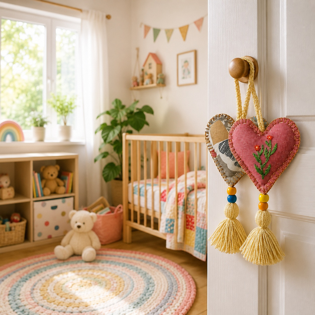Embroidered Fabric Heart Ornament Set | Rustica House