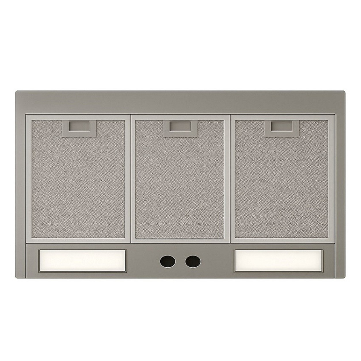 Optional range hood insert with stainless steel baffle filters, integrated lighting and concealed ventilation system