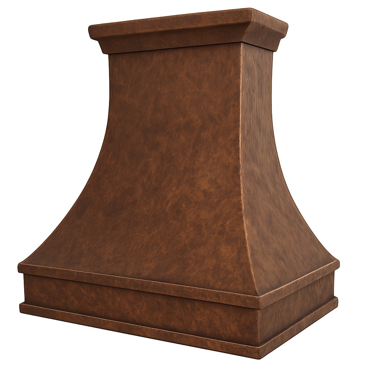 Custom hand-hammered copper range hood - side view