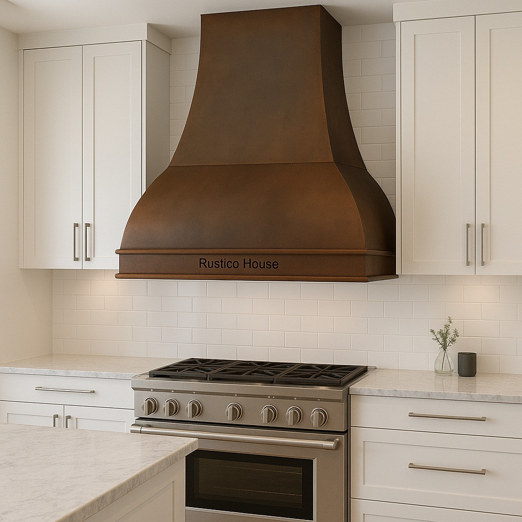 Amarillo copper range hood in modern kitchen
