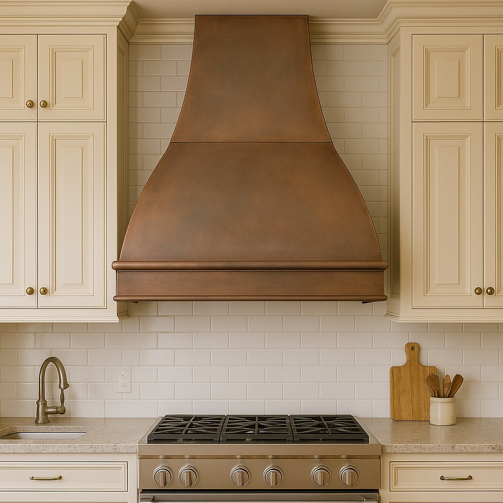 Amarillo copper range hood in traditional kitchen