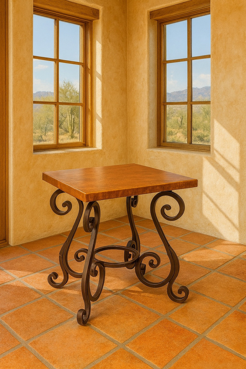 Copper Kitchen Table with Spanish Colonial Ironwork - Rustica House ®