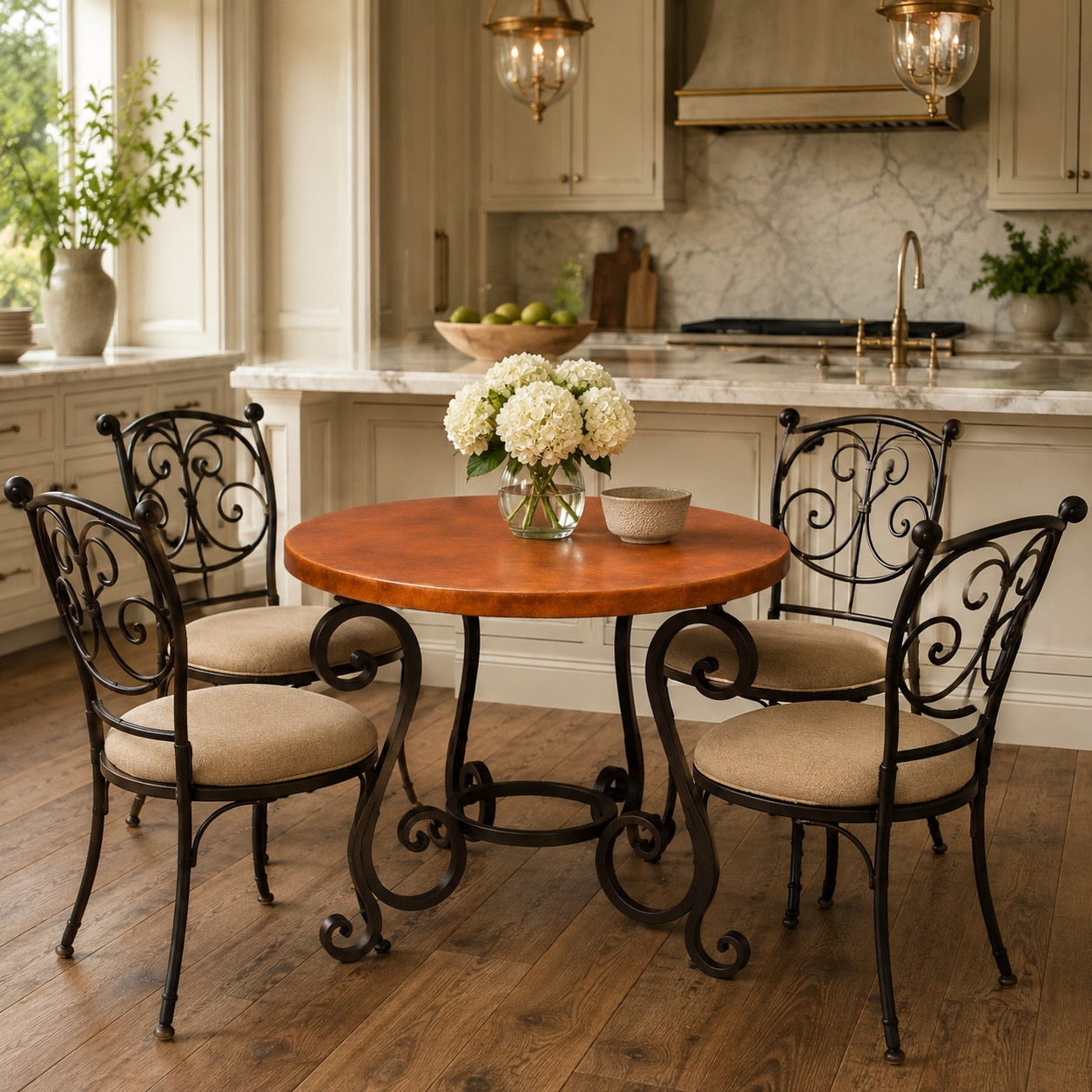 Copper Kitchen Table with Spanish Colonial Ironwork - Rustica House ®