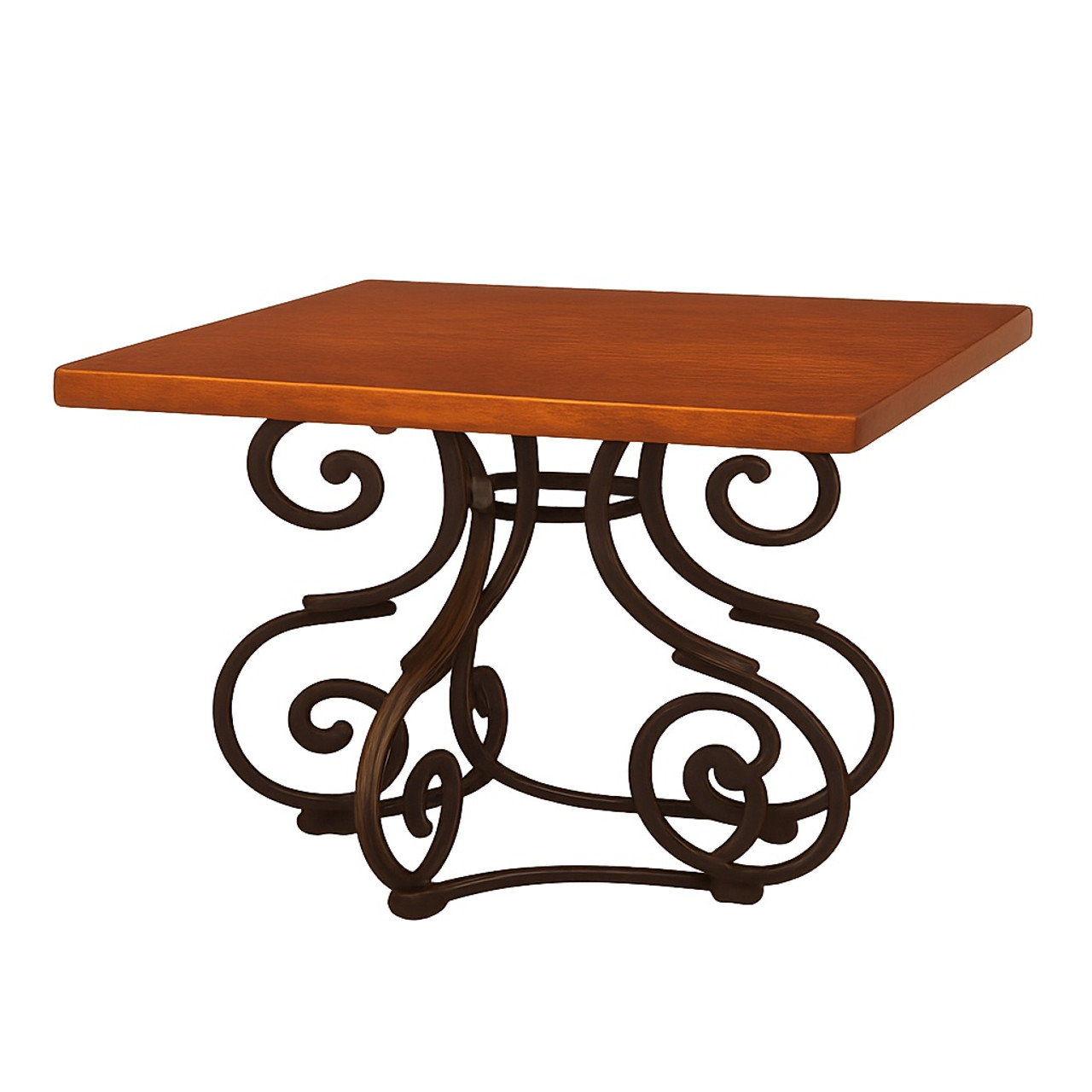 Copper Dining Table with Iron Scroll Base