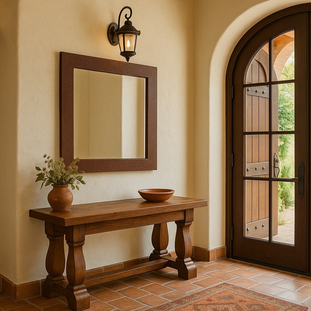 Hammered Rectangular Copper Framed Mirror